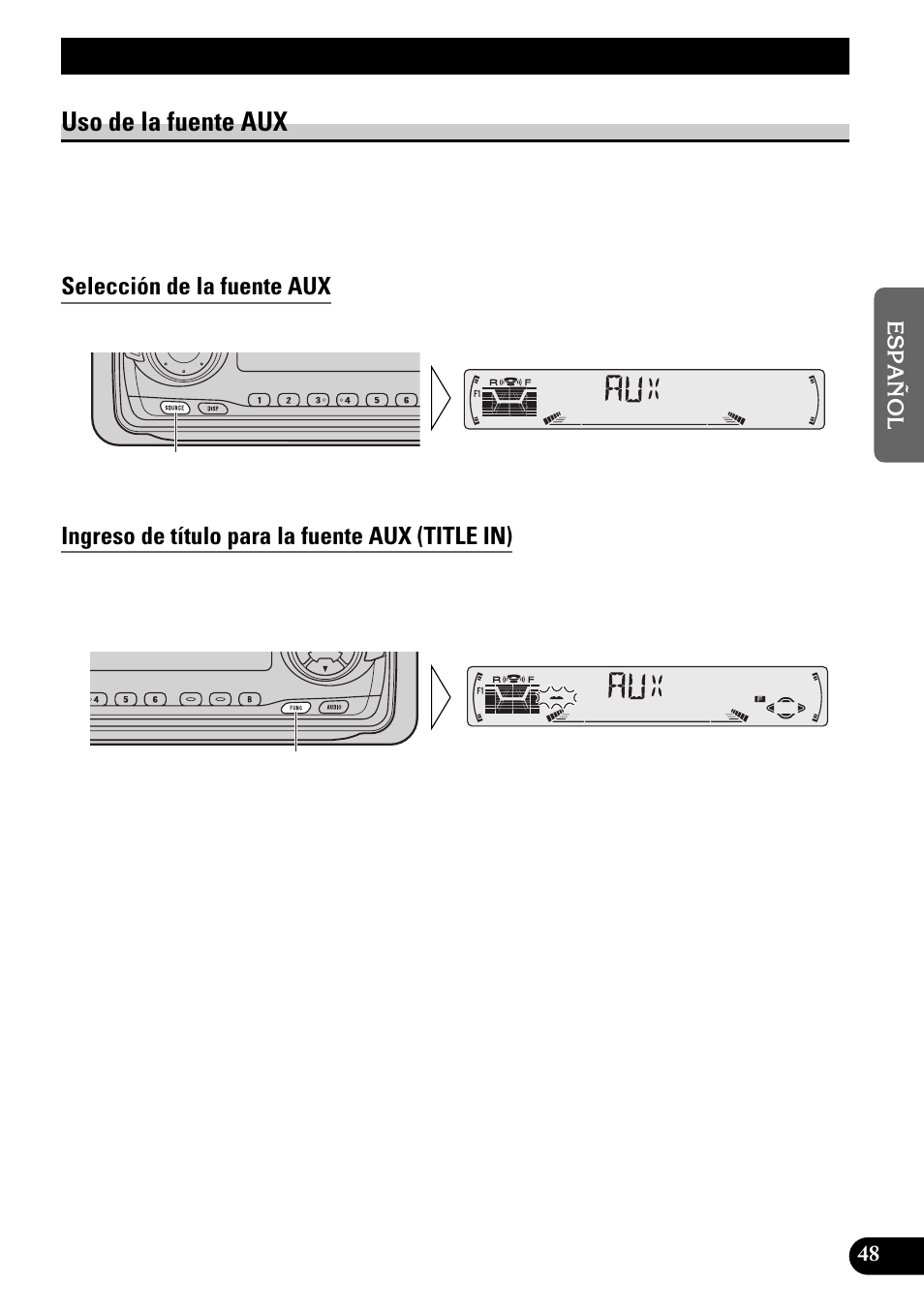 Otras funciones, Uso de la fuente aux | Pioneer DEH-P4300R User Manual | Page 101 / 108