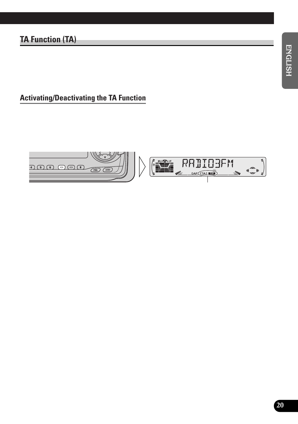 A title (english), Ta function (ta), Activating/deactivating the ta function | Pioneer DEH-P4300R User Manual | Page 21 / 108