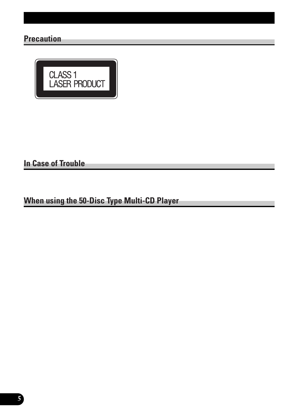 Multi-cd player, Basic operation, To listen to music | Before using this product, Precaution, When using the 50-disc type multi-cd player | Pioneer DEH-P4300R User Manual | Page 6 / 108