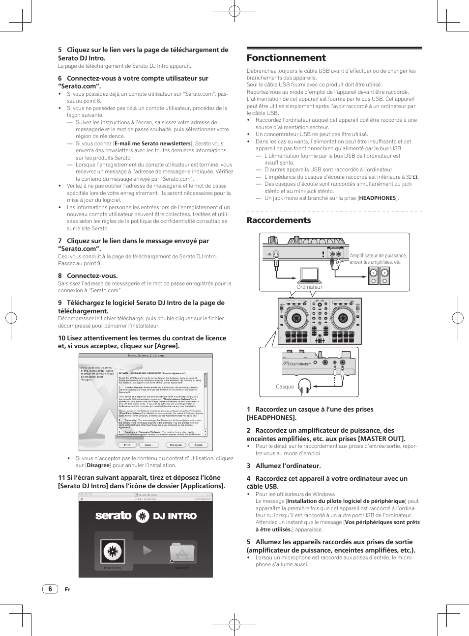 Fonctionnement, Raccordements | Pioneer DDJ-SB User Manual | Page 20 / 68