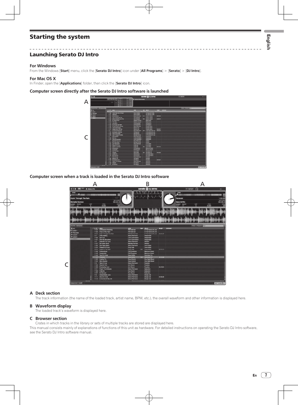 Starting the system, Ac b | Pioneer DDJ-SB User Manual | Page 7 / 68