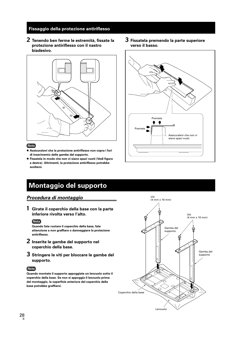 Montaggio del supporto, Procedura di montaggio | Pioneer PDK-TS23 User Manual | Page 28 / 50
