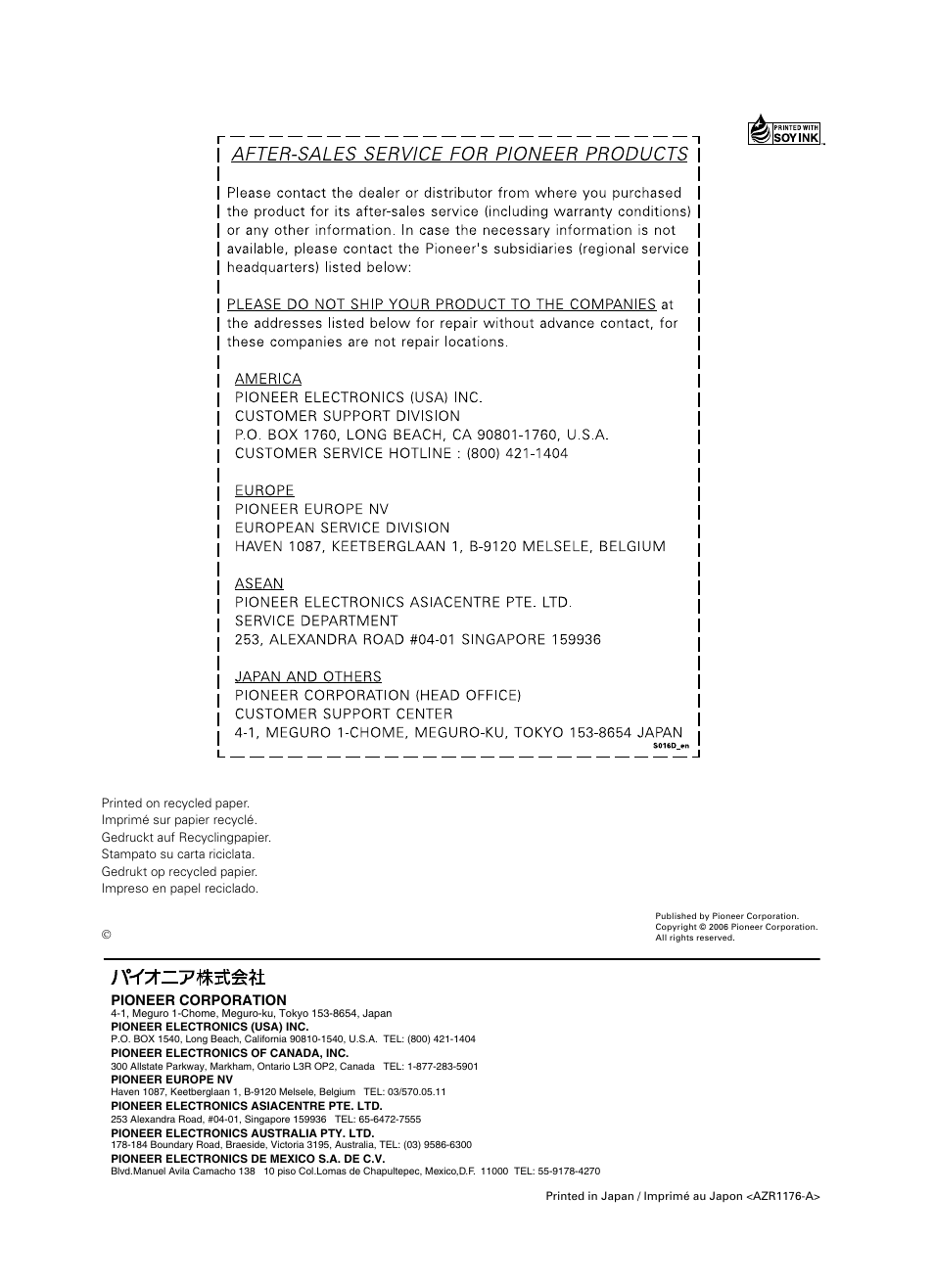 Pioneer PDK-TS23 User Manual | Page 50 / 50