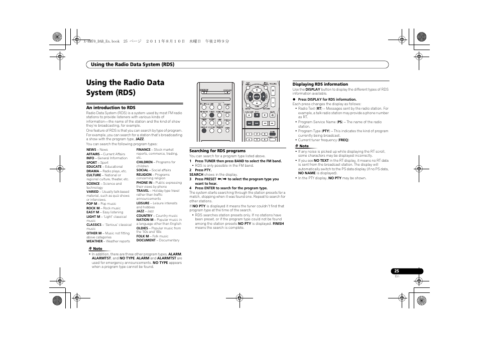 Using the radio data system (rds), An introduction to rds | Pioneer X-HM70DAB-K User Manual | Page 25 / 40