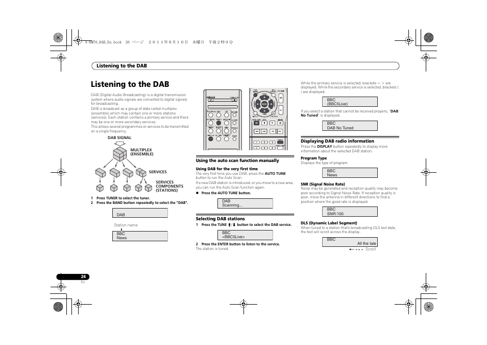 Listening to the dab | Pioneer X-HM70DAB-K User Manual | Page 26 / 40