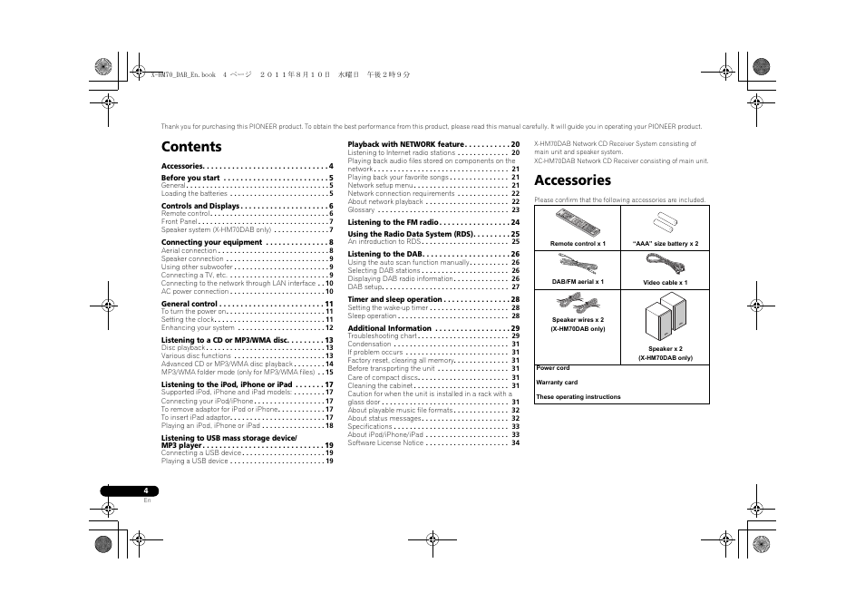 Pioneer X-HM70DAB-K User Manual | Page 4 / 40