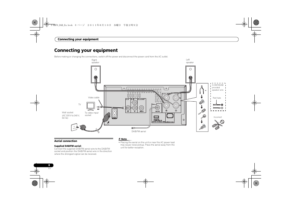 Connecting your equipment, Aerial connection | Pioneer X-HM70DAB-K User Manual | Page 8 / 40