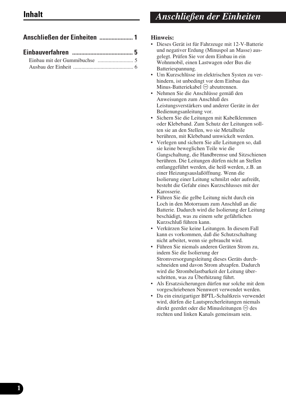 Anschließen der einheiten, Inhalt | Pioneer KEH-P8010R User Manual | Page 14 / 40