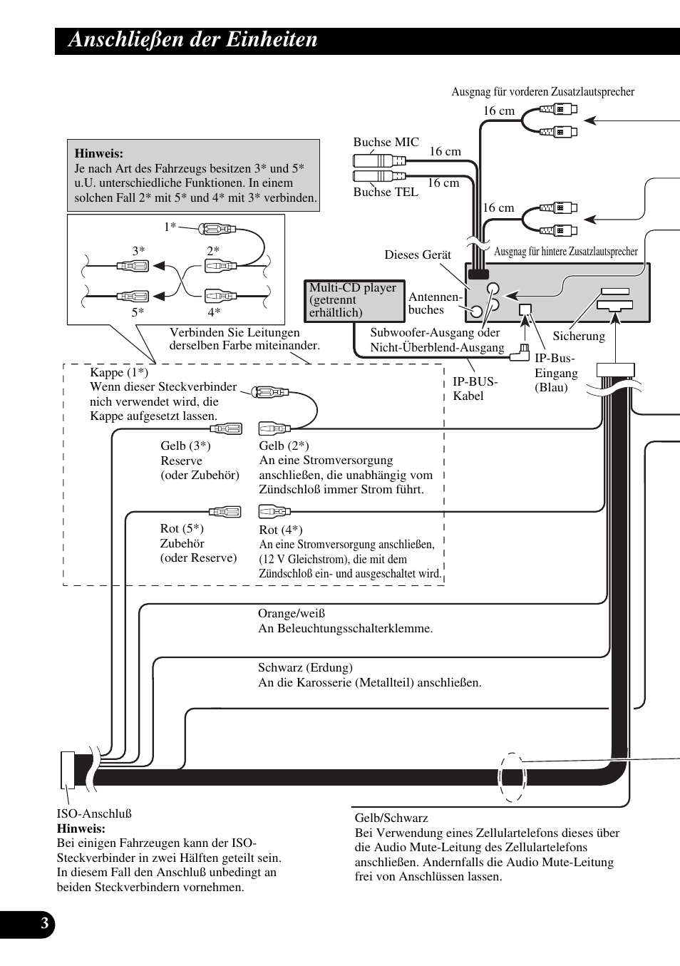 Anschließen der einheiten | Pioneer KEH-P8010R User Manual | Page 16 / 40