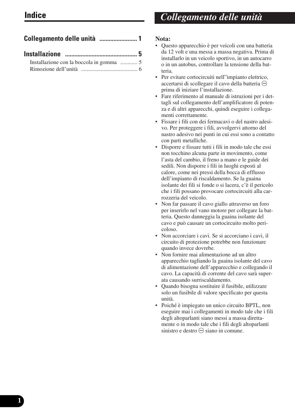 Collegamento delle unità, Indice | Pioneer KEH-P8010R User Manual | Page 26 / 40