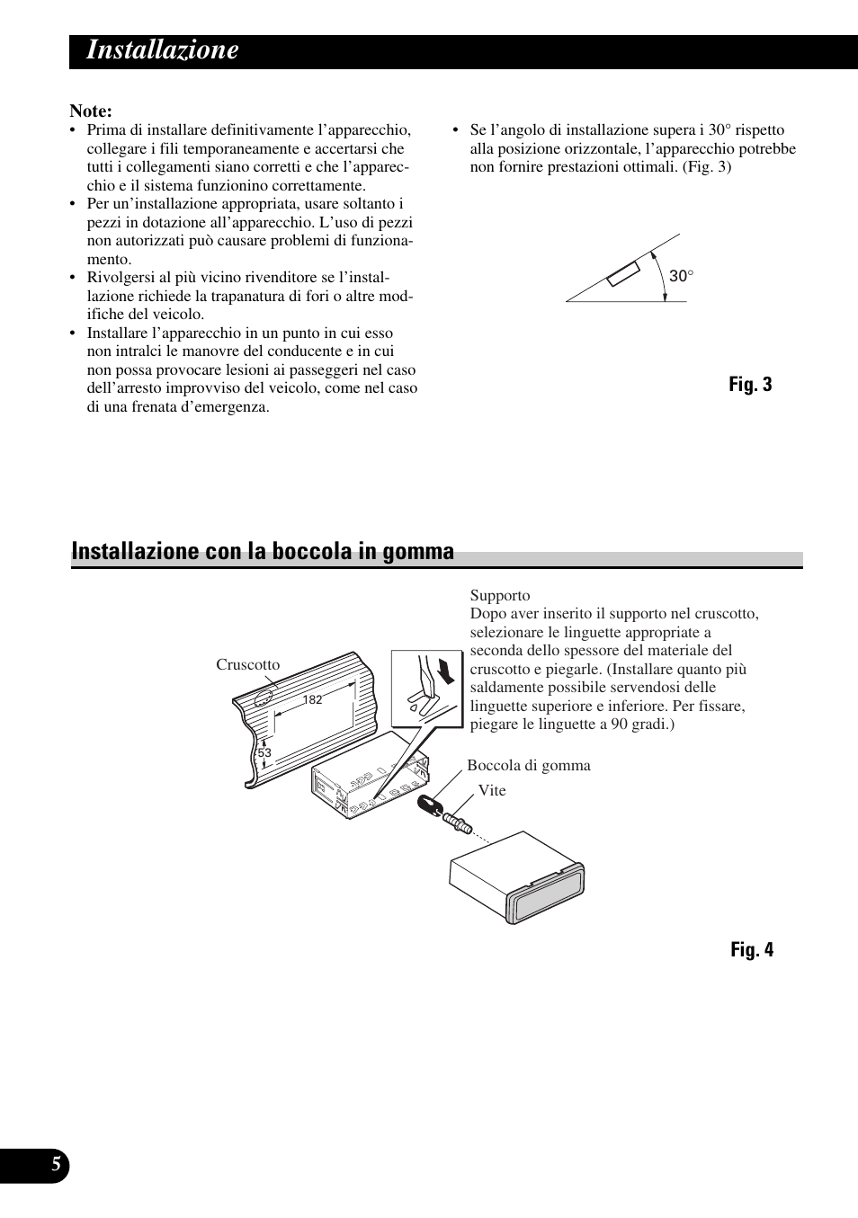 Installazione, Installazione con la boccola in gomma, A title (english) | Pioneer KEH-P8010R User Manual | Page 30 / 40