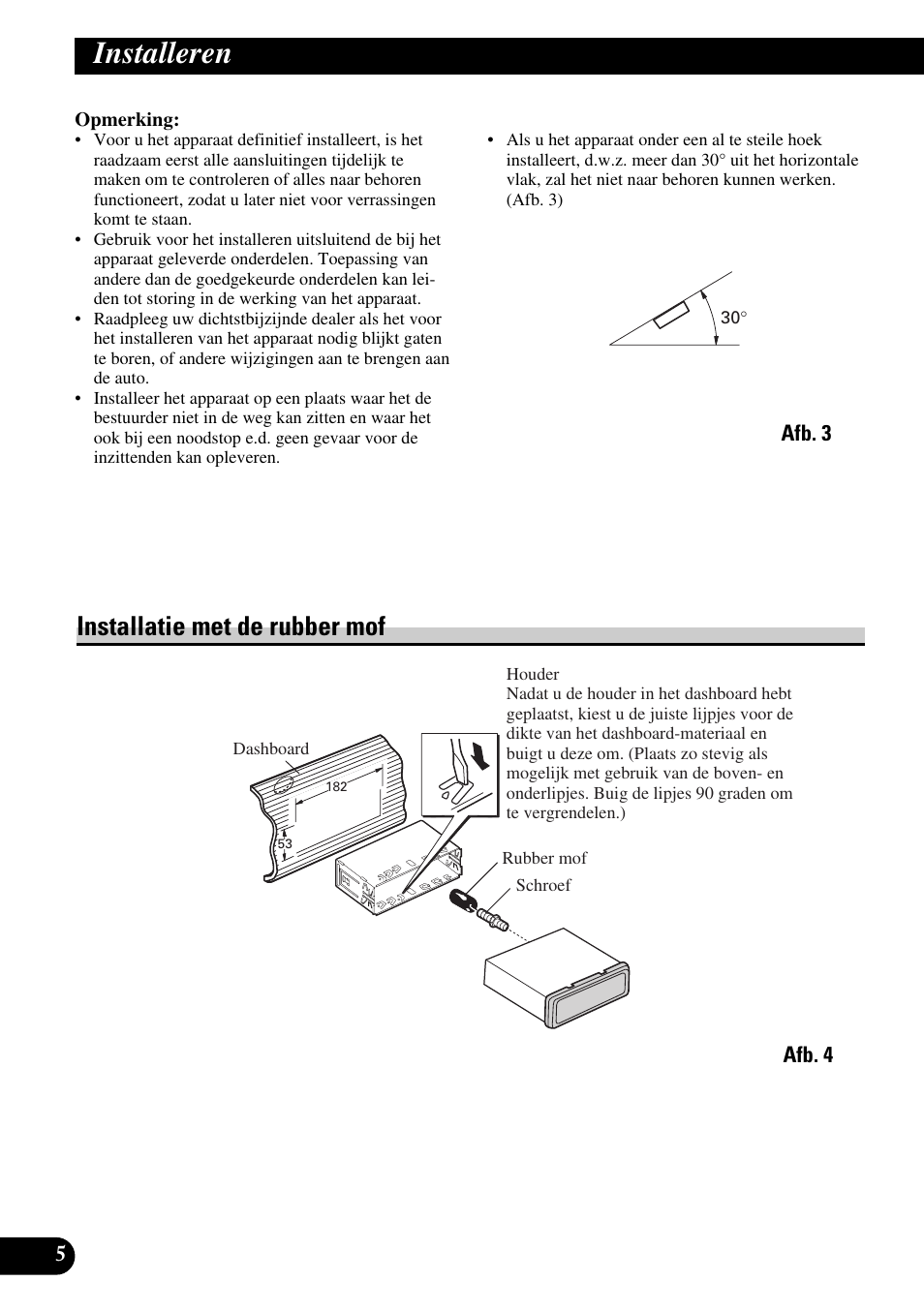 Installeren, Installatie met de rubber mof, A title (english) | Pioneer KEH-P8010R User Manual | Page 36 / 40