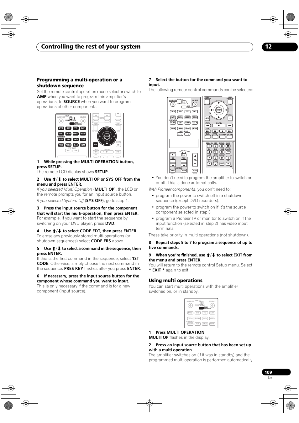 Controlling the rest of your system 12, Using multi operations | Pioneer SC-LX90 User Manual | Page 109 / 150