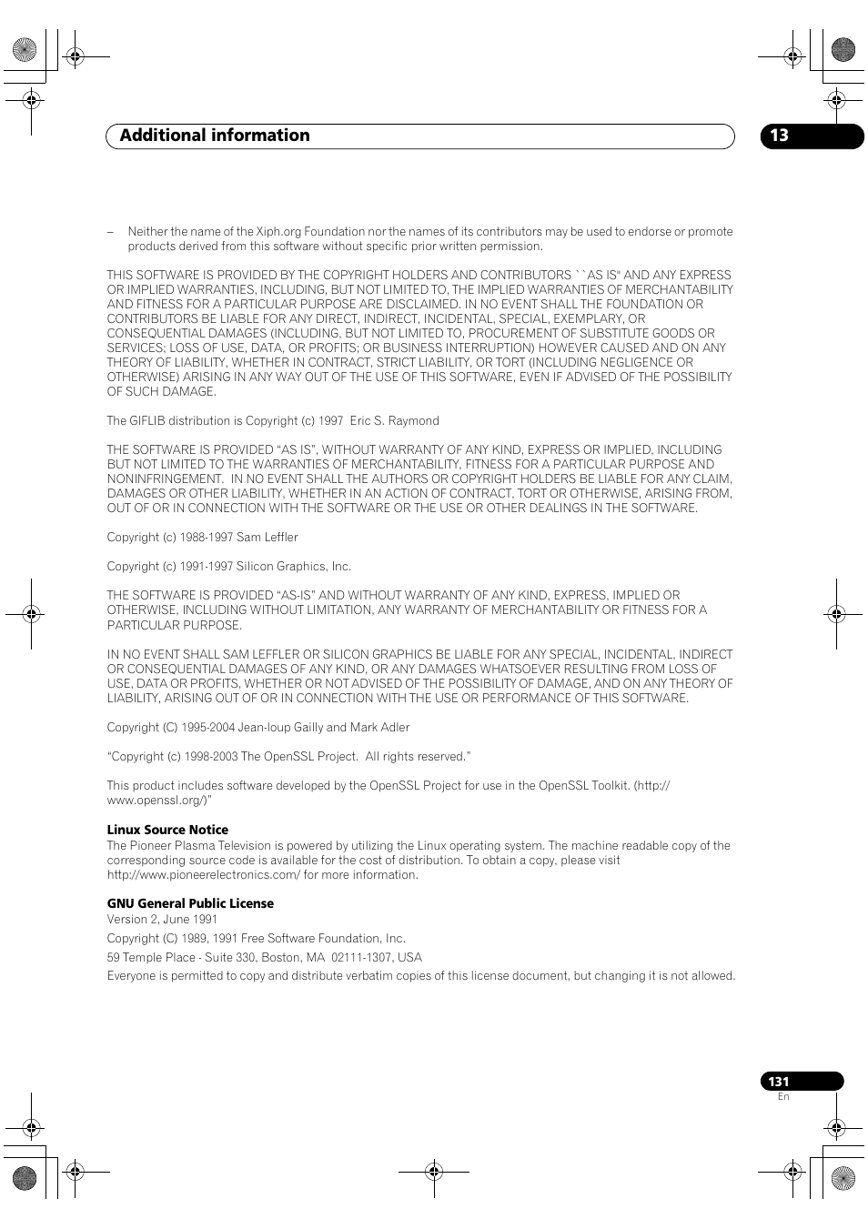 Additional information 13 | Pioneer SC-LX90 User Manual | Page 131 / 150