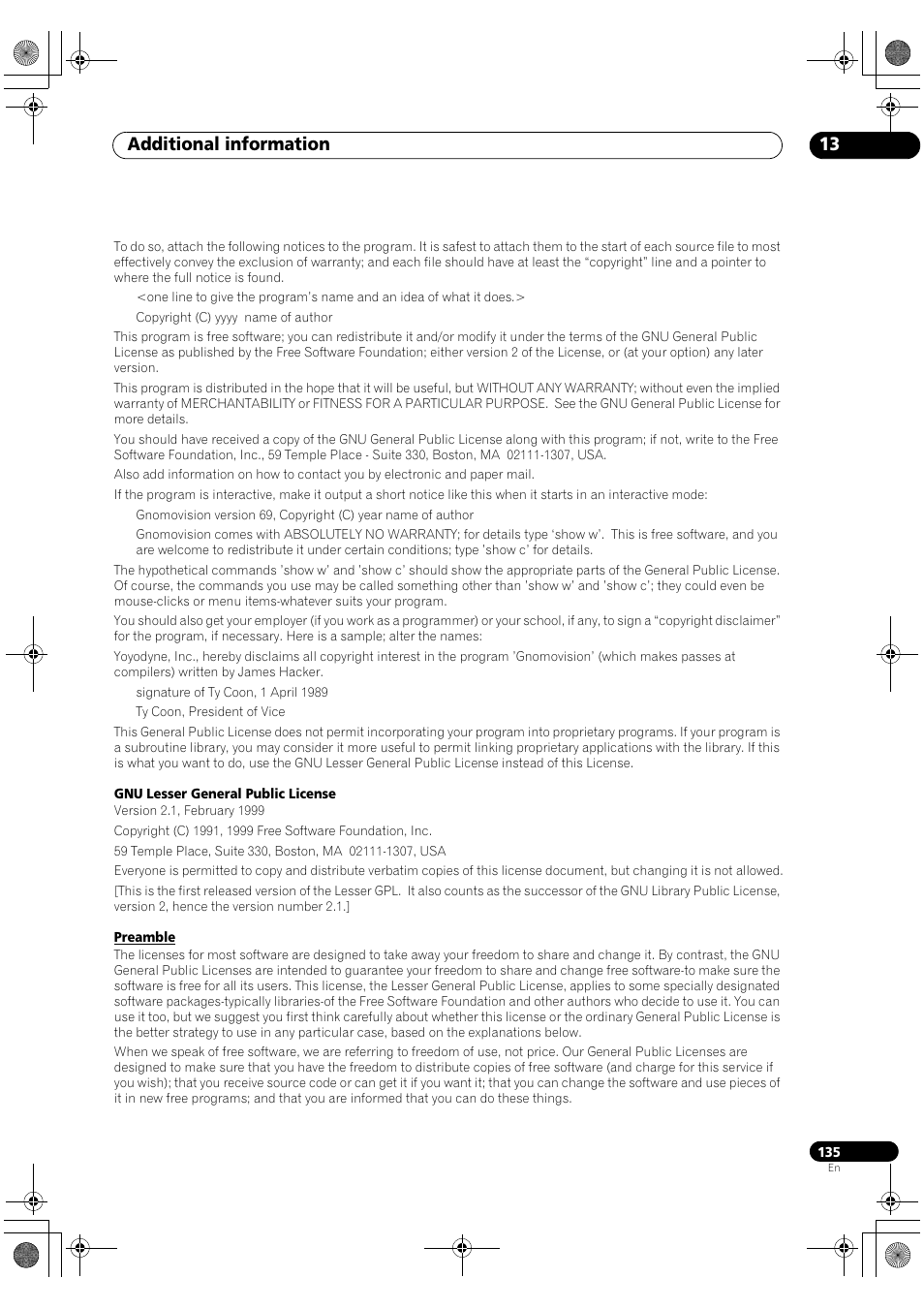 Additional information 13 | Pioneer SC-LX90 User Manual | Page 135 / 150