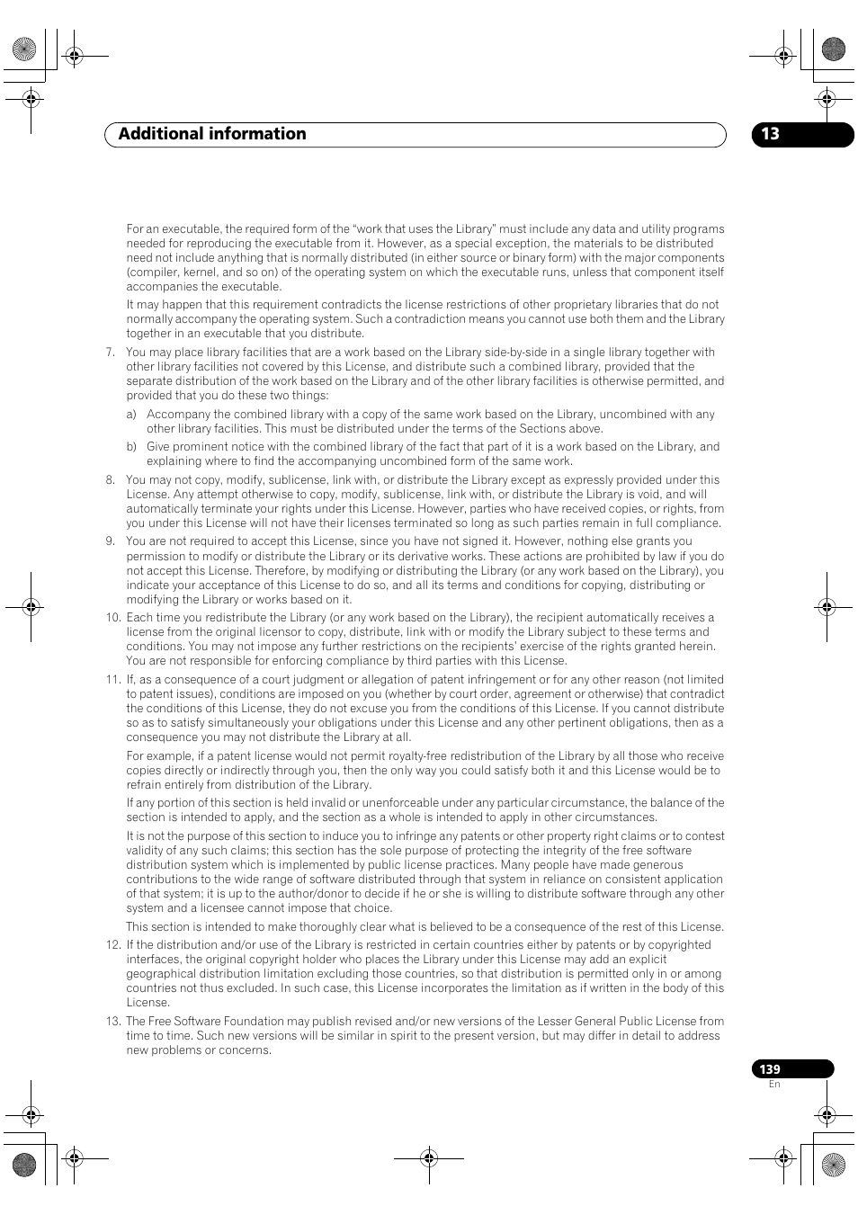 Additional information 13 | Pioneer SC-LX90 User Manual | Page 139 / 150