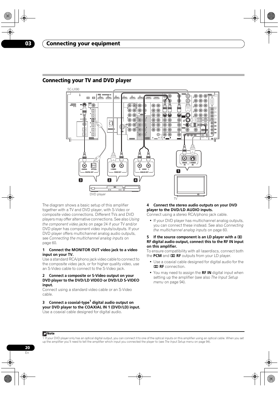 Connecting your tv and dvd player, Connecting your equipment 03 | Pioneer SC-LX90 User Manual | Page 20 / 150