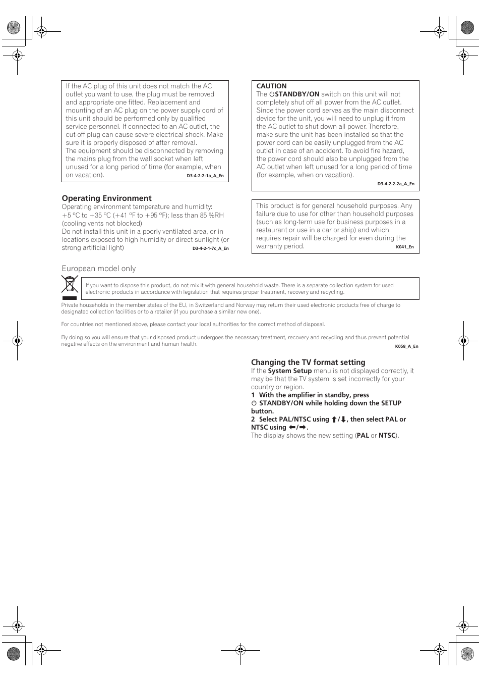 Operating environment, Changing the tv format setting | Pioneer SC-LX90 User Manual | Page 3 / 150