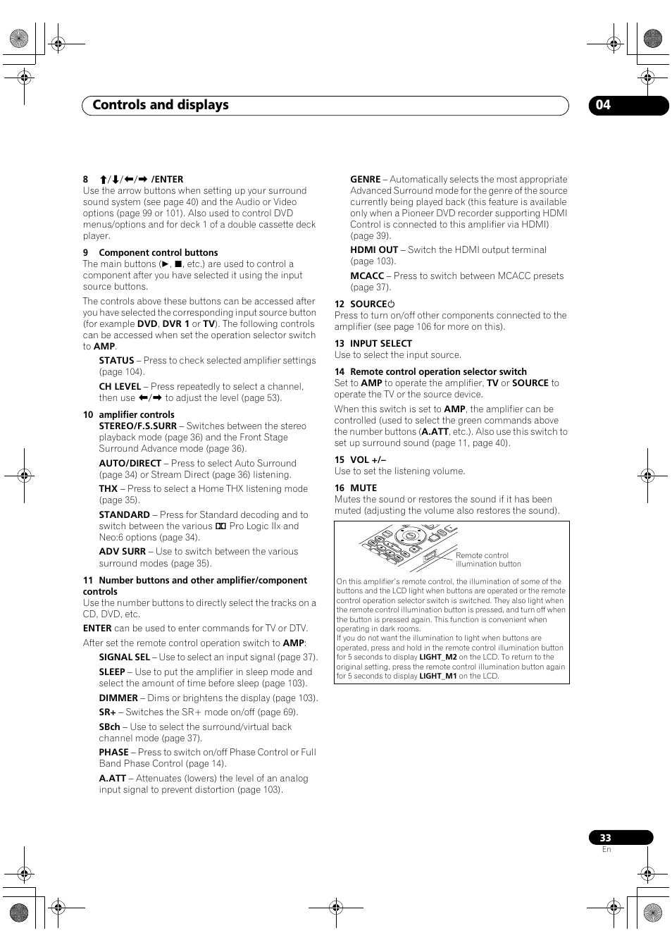 Controls and displays 04 | Pioneer SC-LX90 User Manual | Page 33 / 150
