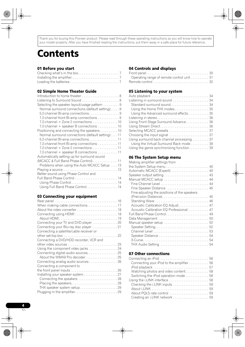 Pioneer SC-LX90 User Manual | Page 4 / 150