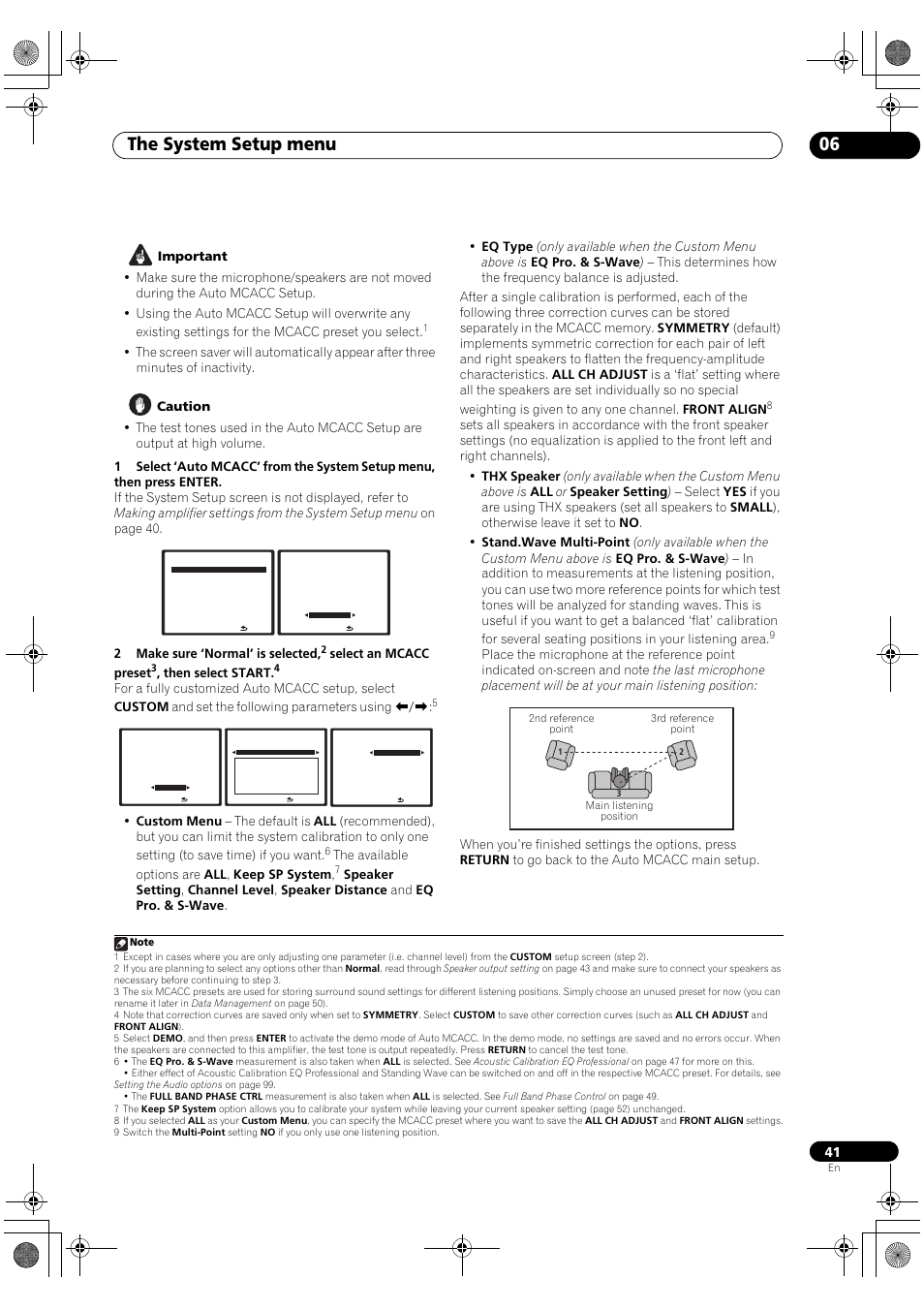 The system setup menu 06, Select an mcacc preset, Then select start | The available options are all , keep sp system | Pioneer SC-LX90 User Manual | Page 41 / 150
