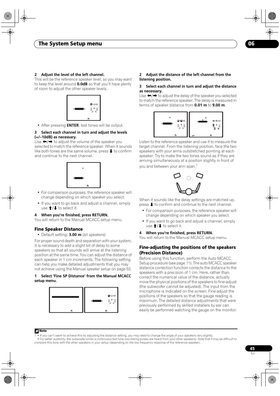 The system setup menu 06, Fine speaker distance | Pioneer SC-LX90 User Manual | Page 45 / 150