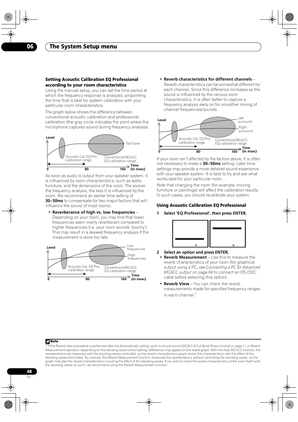 The system setup menu 06, Using acoustic calibration eq professional | Pioneer SC-LX90 User Manual | Page 48 / 150