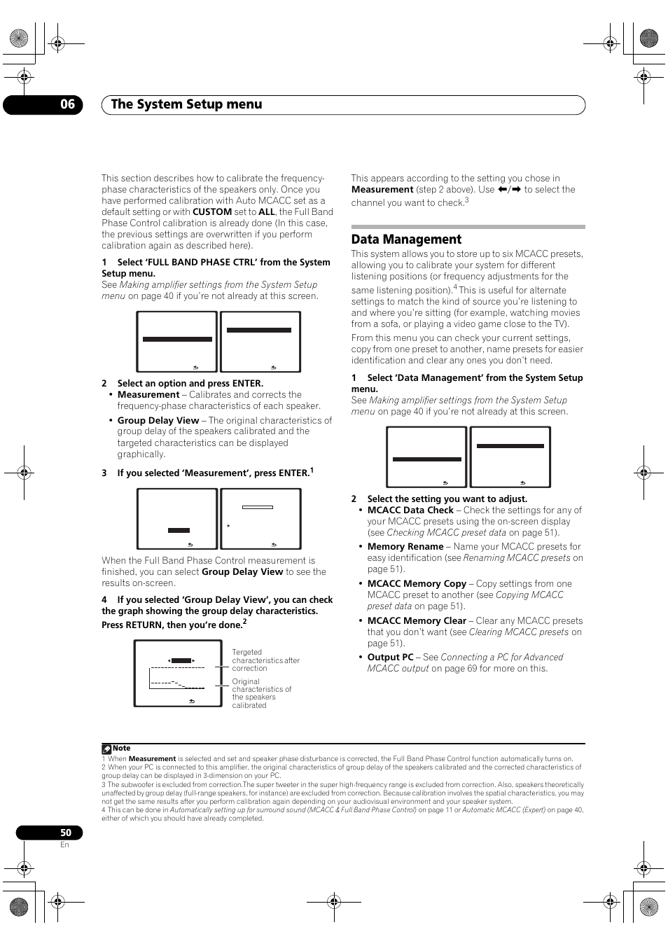 Data management, The system setup menu 06 | Pioneer SC-LX90 User Manual | Page 50 / 150