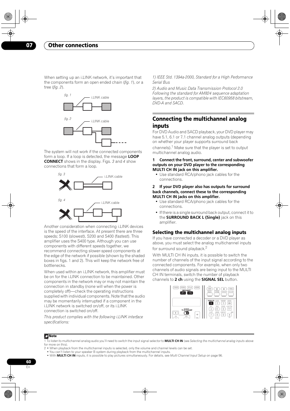 Connecting the multichannel analog inputs, Selecting the multichannel analog inputs, Other connections 07 | Pioneer SC-LX90 User Manual | Page 60 / 150