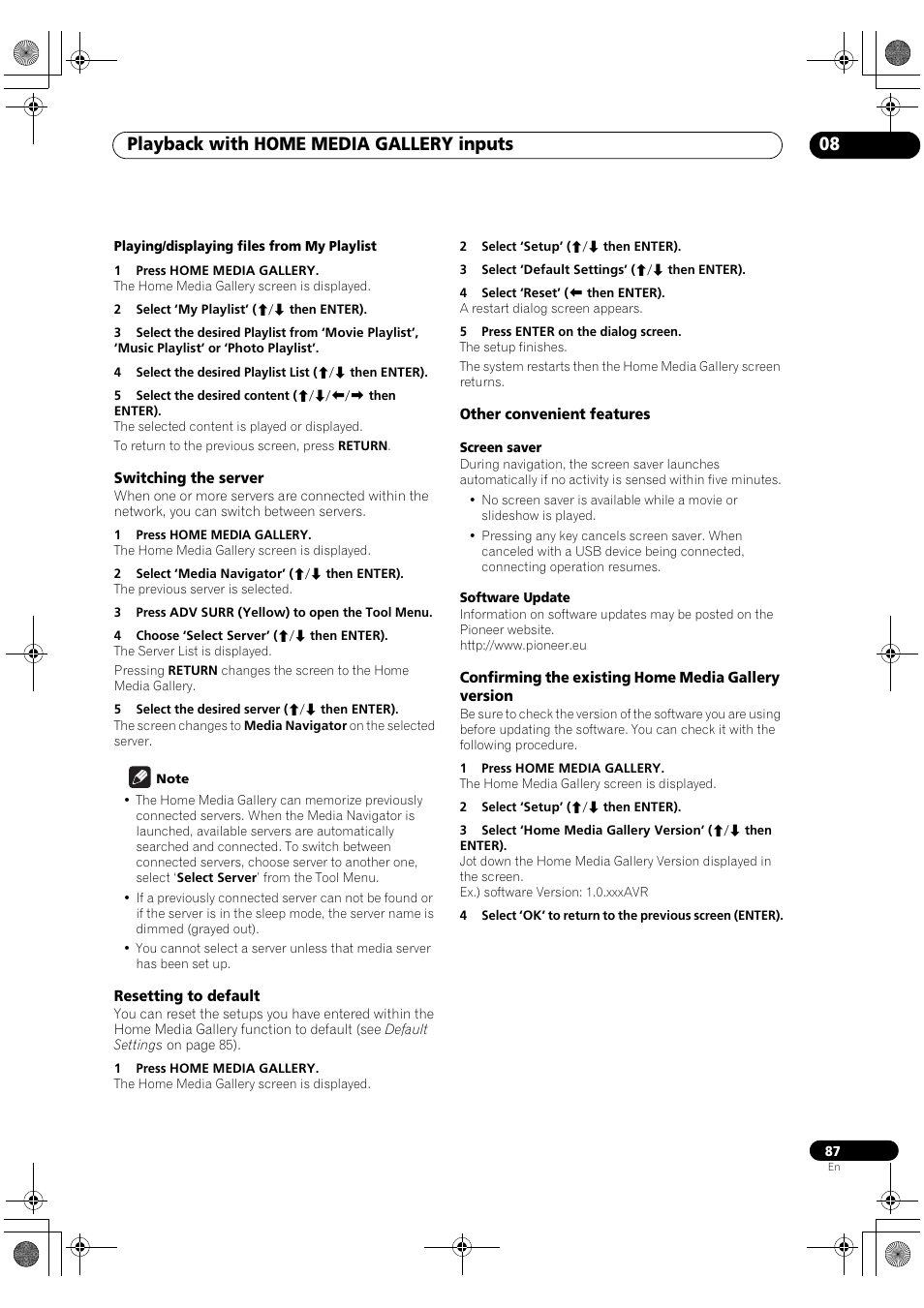 Playback with home media gallery inputs 08 | Pioneer SC-LX90 User Manual | Page 87 / 150