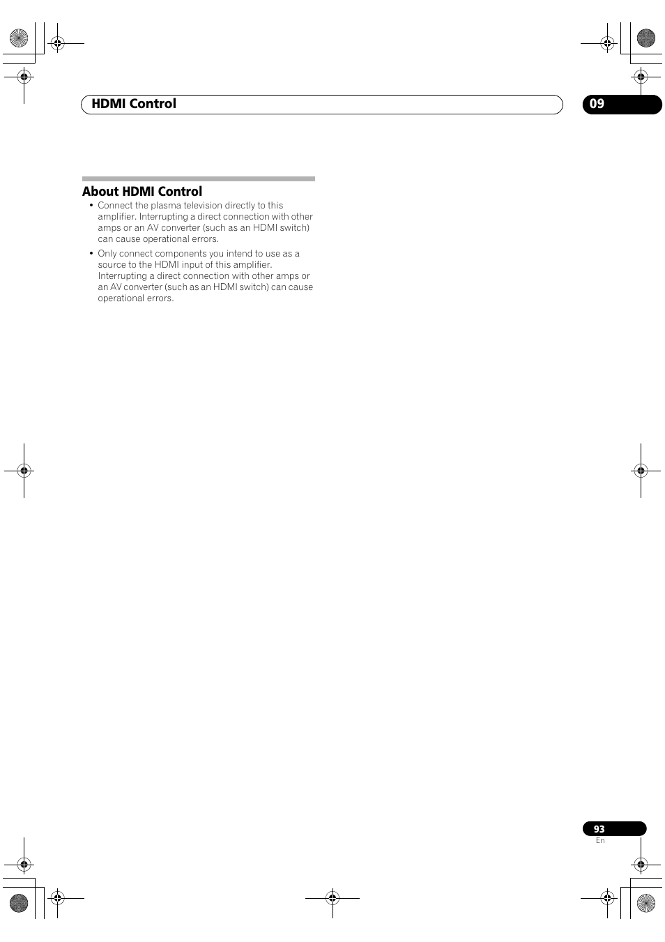 About hdmi control, Hdmi control 09 | Pioneer SC-LX90 User Manual | Page 93 / 150