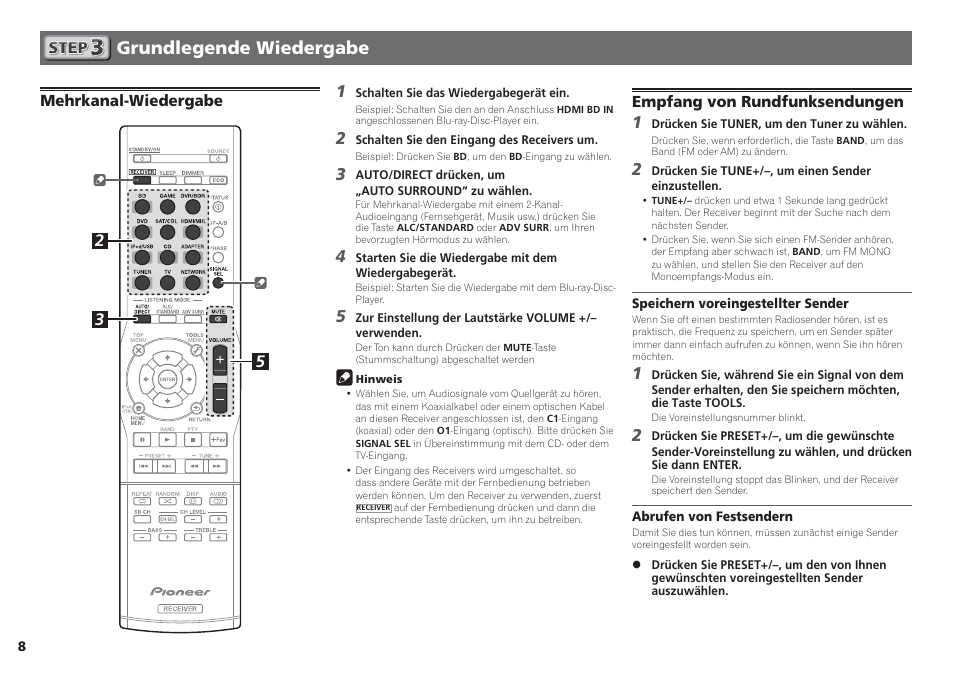 Grundlegende wiedergabe | Pioneer VSX-S510-S User Manual | Page 24 / 60