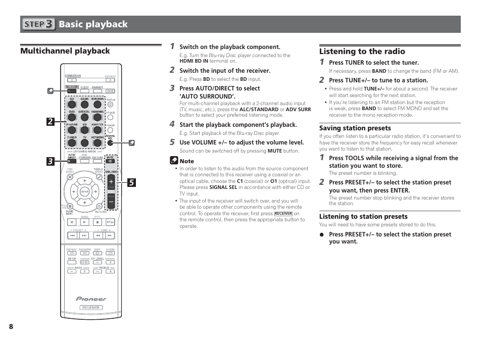 Basic playback | Pioneer VSX-S510-S User Manual | Page 8 / 60