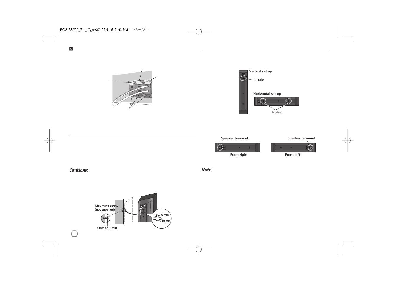 Wall mounting the speakers | Pioneer BCS-FS500 User Manual | Page 14 / 56