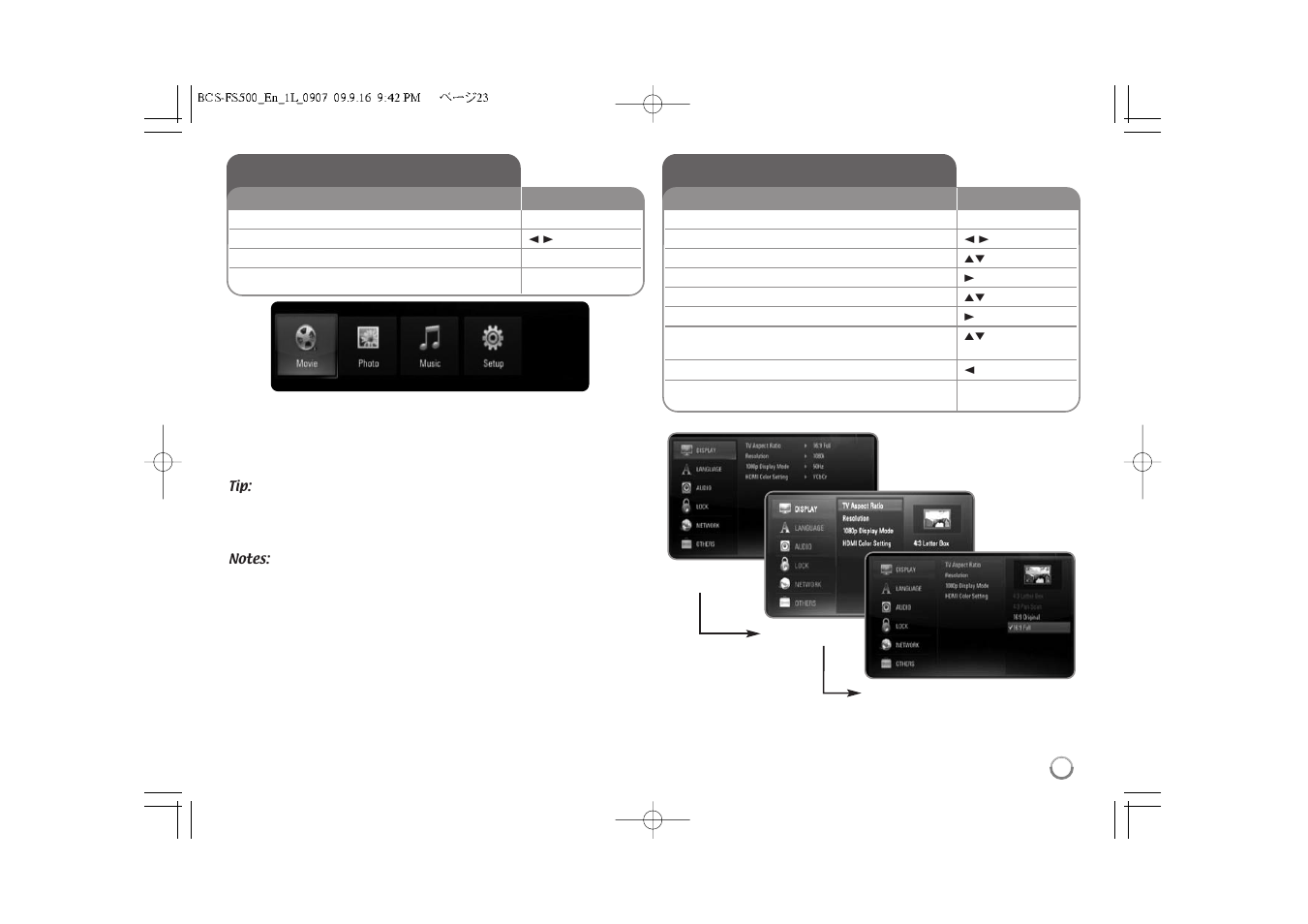 Using the home menu, Adjust the setup settings -29, Adjust the setup settings | Pioneer BCS-FS500 User Manual | Page 23 / 56