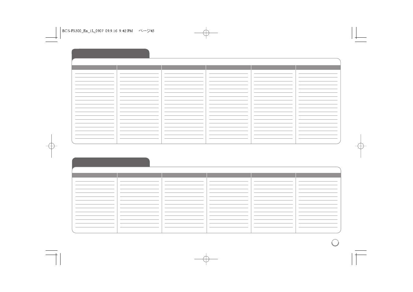 Language codes, Area codes | Pioneer BCS-FS500 User Manual | Page 45 / 56