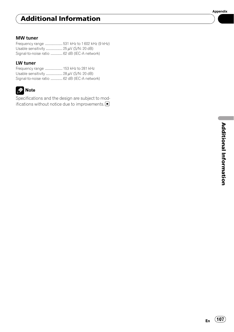 Additional information | Pioneer AVH-P3100DVD User Manual | Page 107 / 109