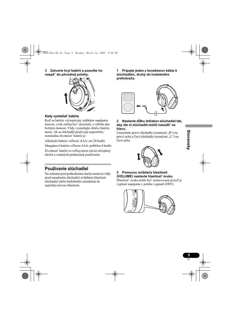 Používanie slúchadiel | Pioneer SE-MJ7NC User Manual | Page 109 / 132