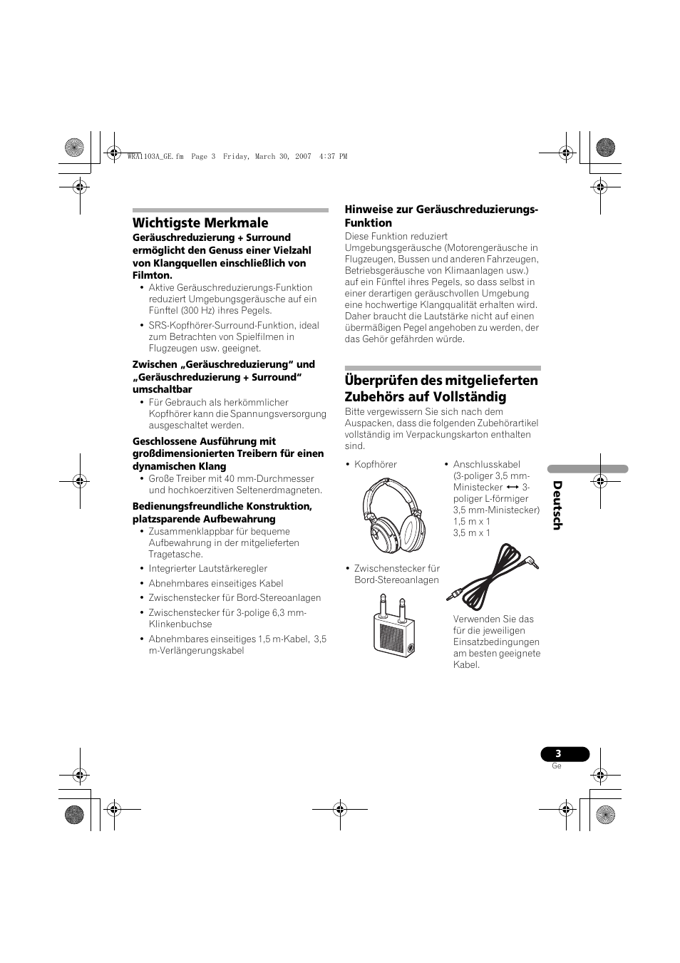 Wichtigste merkmale | Pioneer SE-MJ7NC User Manual | Page 19 / 132