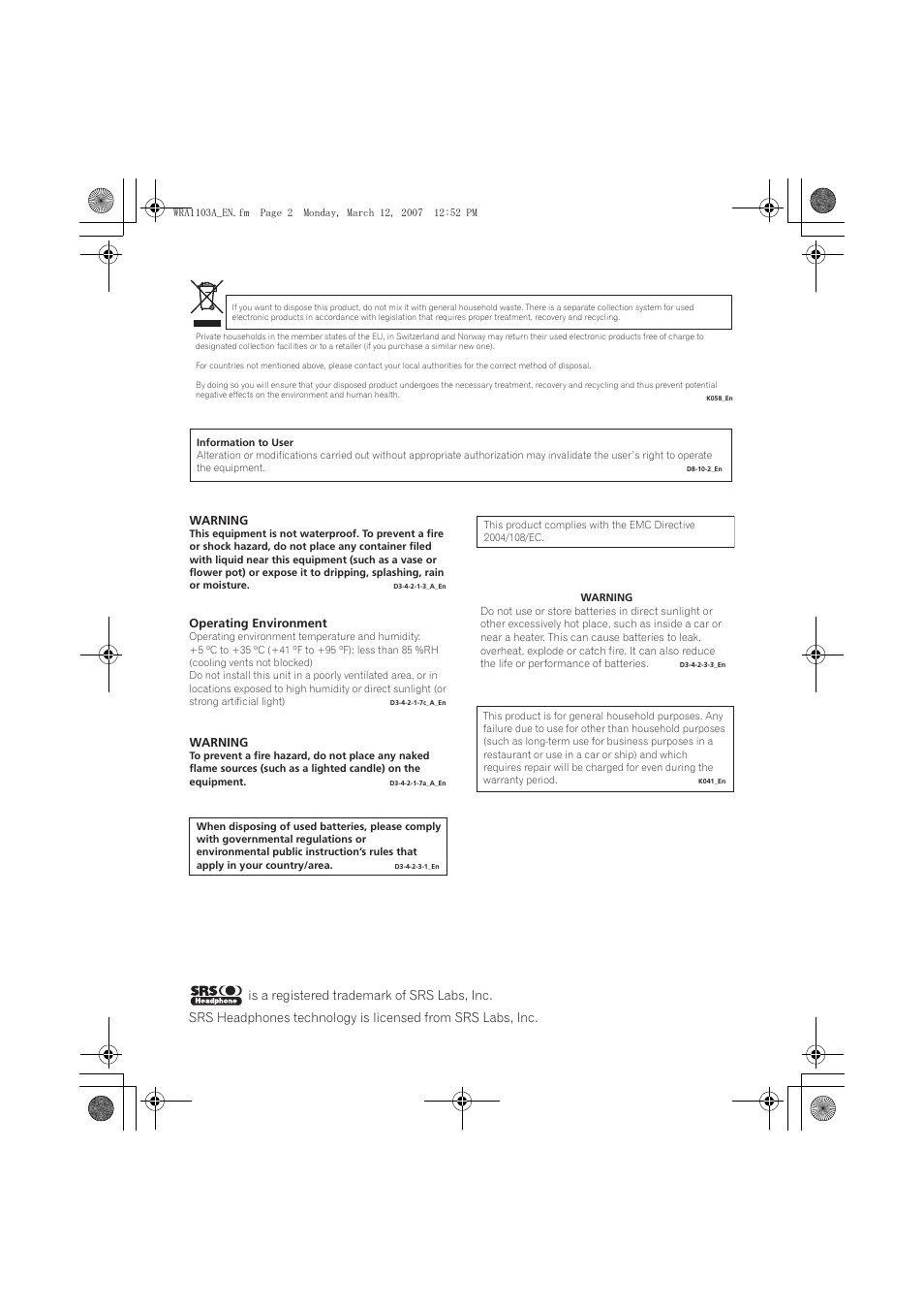 Pioneer SE-MJ7NC User Manual | Page 2 / 132