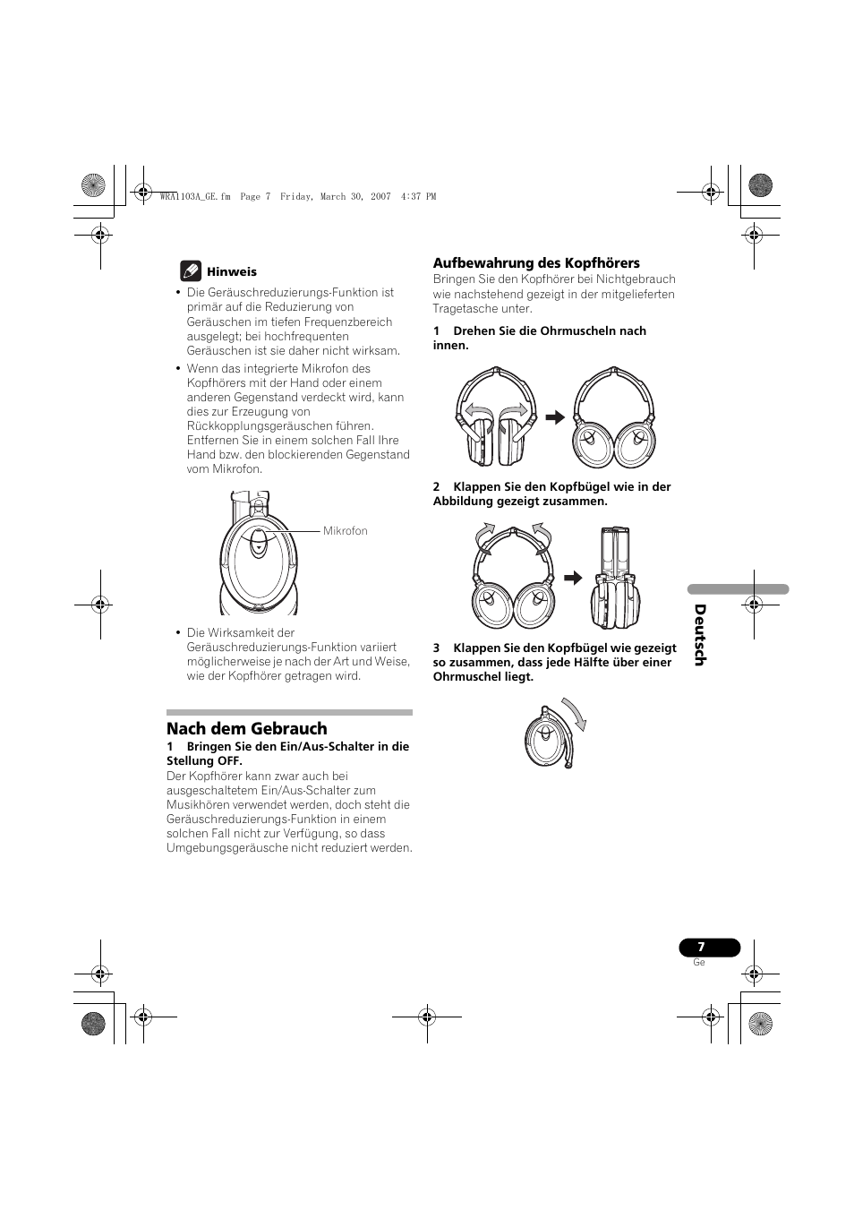 Nach dem gebrauch | Pioneer SE-MJ7NC User Manual | Page 23 / 132