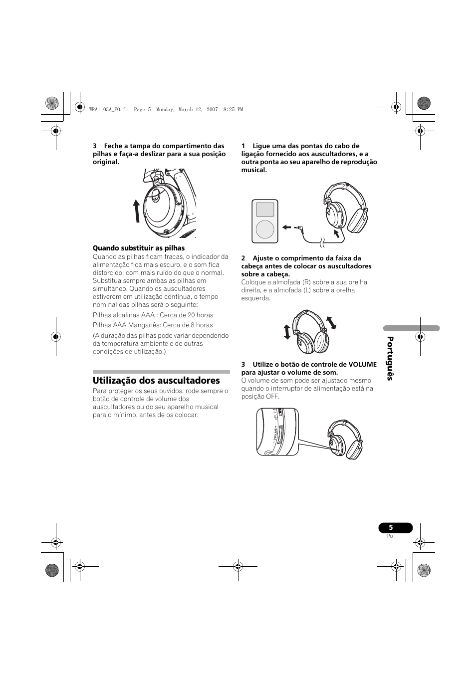Utilização dos auscultadores | Pioneer SE-MJ7NC User Manual | Page 53 / 132
