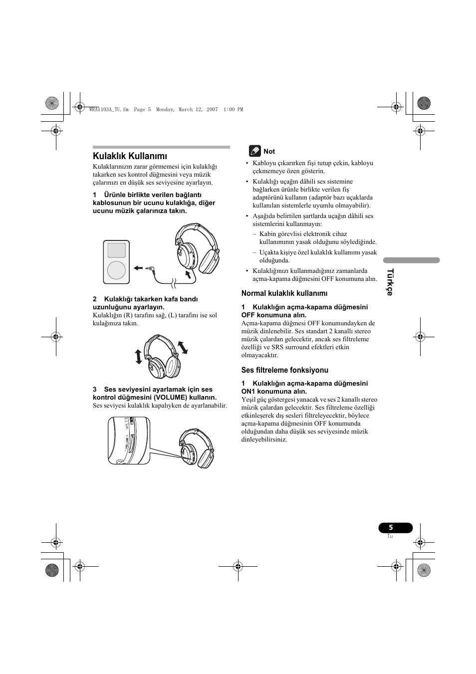 Kulaklık kullanımı | Pioneer SE-MJ7NC User Manual | Page 77 / 132