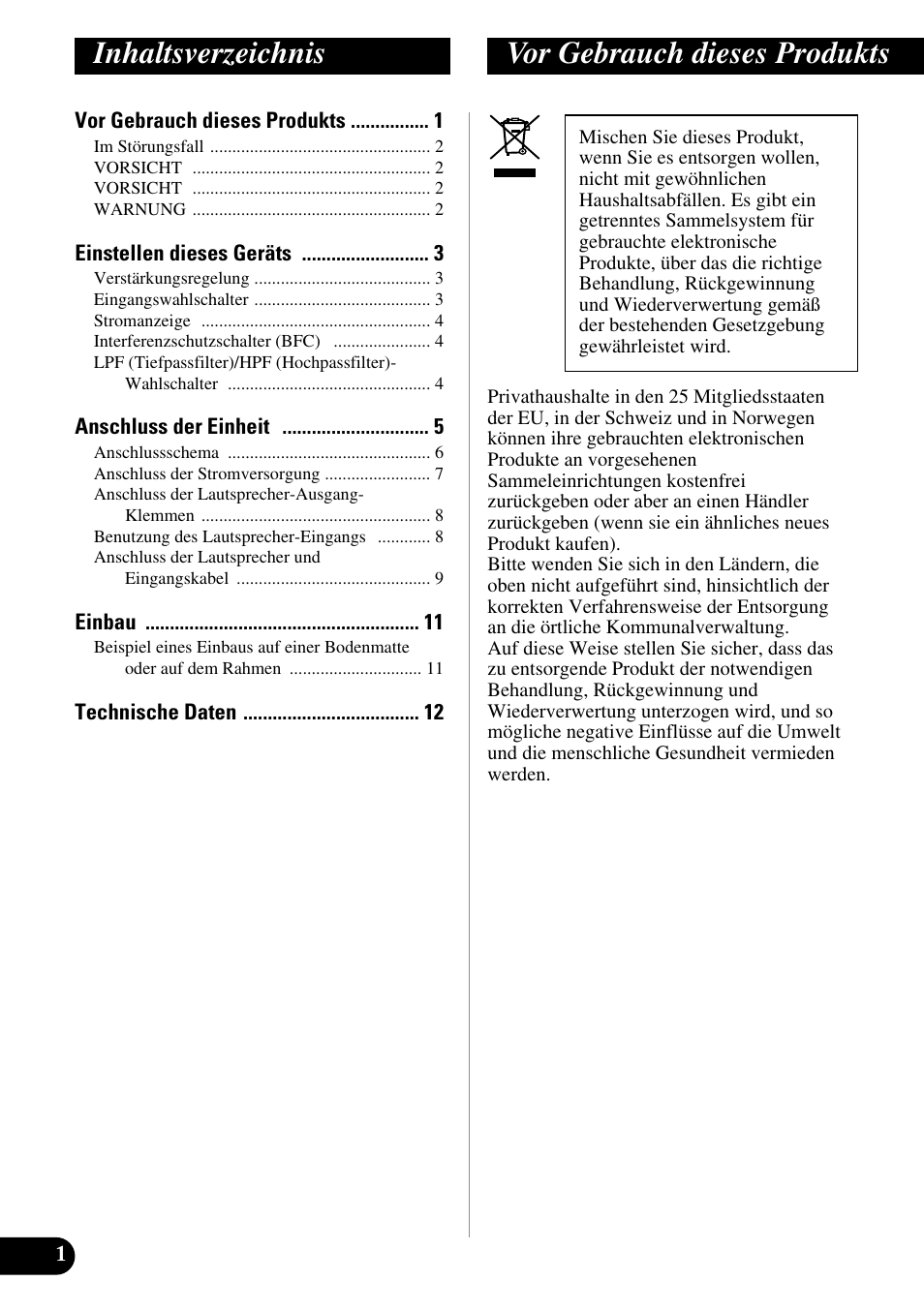 Inhaltsverzeichnis vor gebrauch dieses produkts | Pioneer GM-6200F User Manual | Page 26 / 86