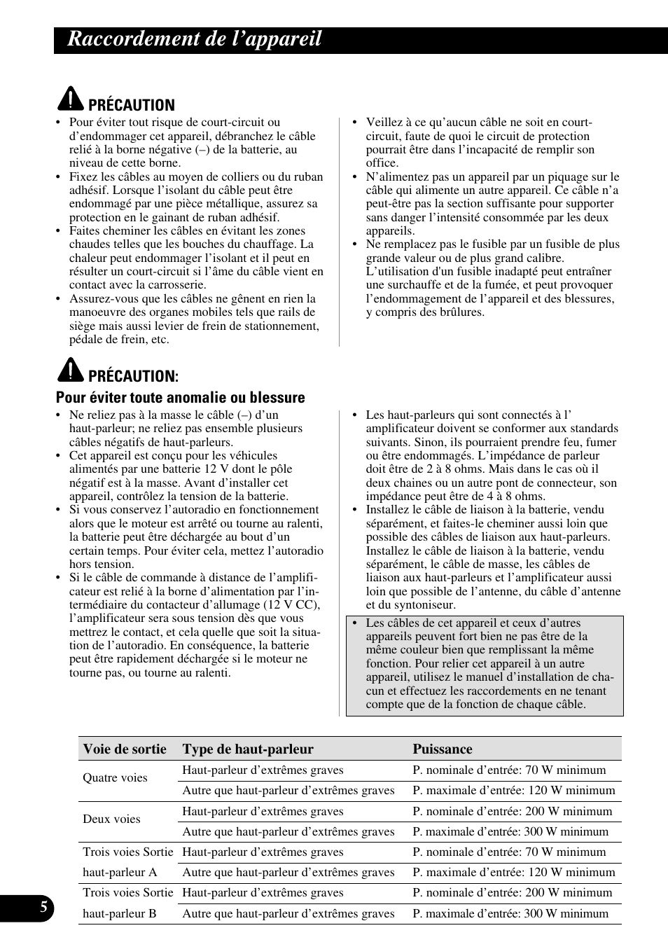 Raccordement de l’appareil | Pioneer GM-6200F User Manual | Page 42 / 86