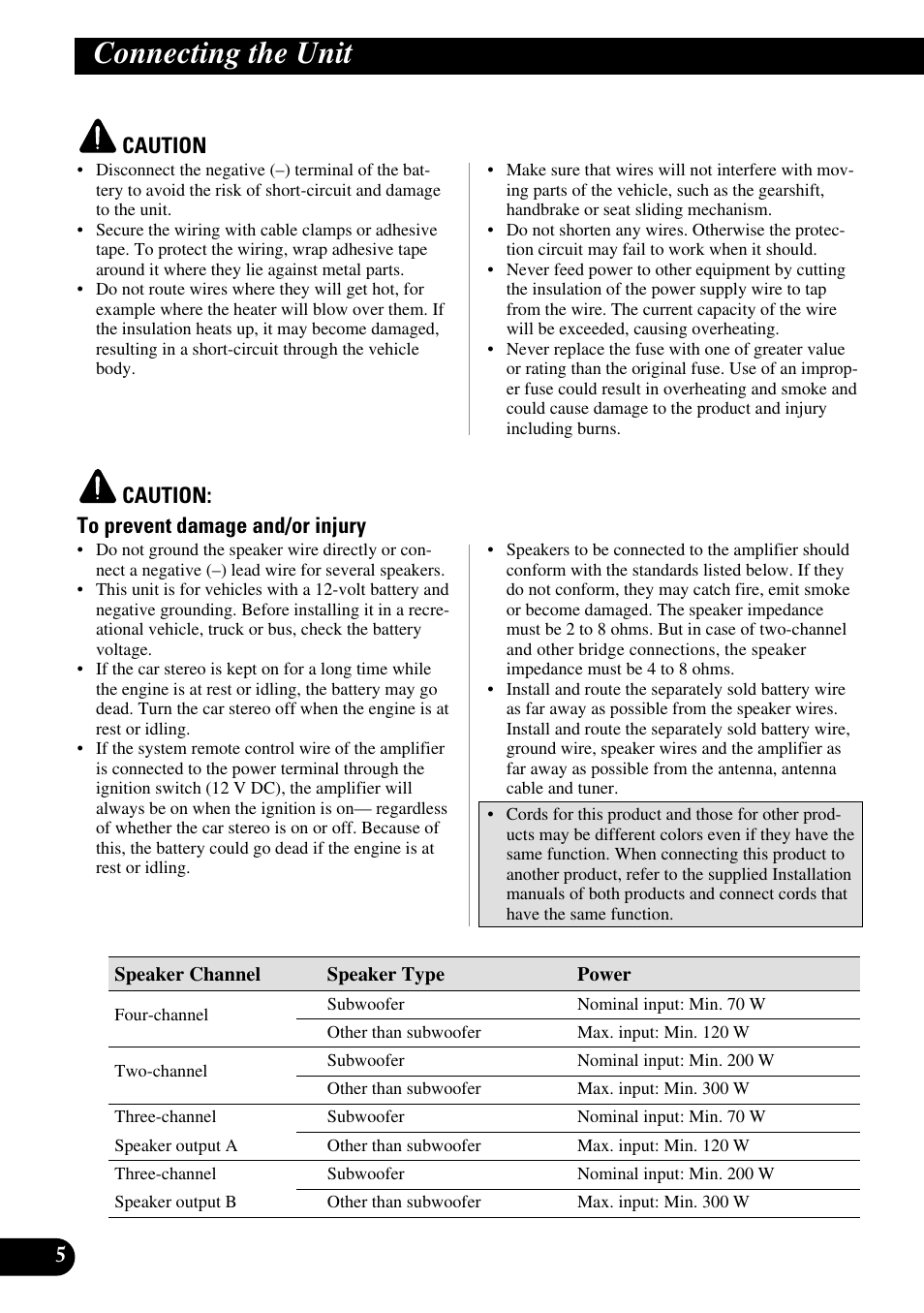 Connecting the unit | Pioneer GM-6200F User Manual | Page 6 / 86