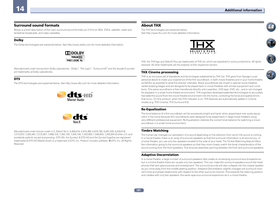 Surround sound formats about thx | Pioneer SC-LX56-S User Manual | Page 107 / 124