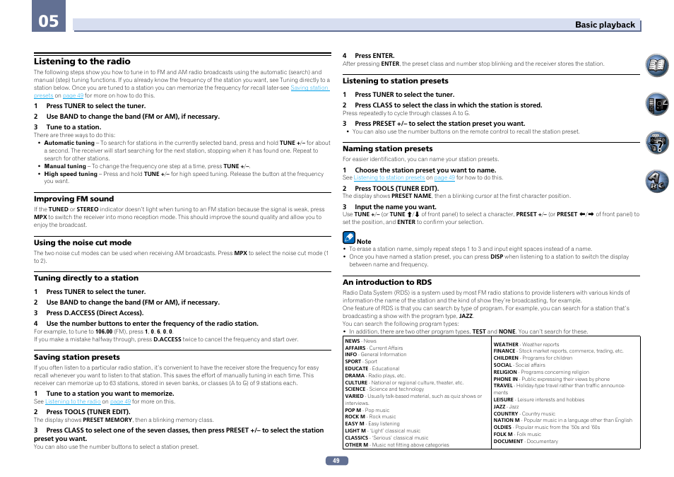 Listening to the radio | Pioneer SC-LX56-S User Manual | Page 49 / 124