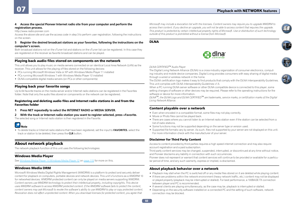 About network playback | Pioneer SC-LX56-S User Manual | Page 60 / 124