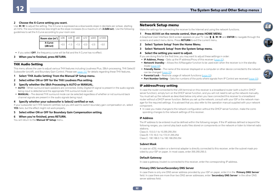 Network setup menu | Pioneer SC-LX56-S User Manual | Page 92 / 124